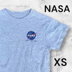 NASA Tシャツ　半袖　グレー　XS相当　ロゴ　サークル　前後プリント 宇宙