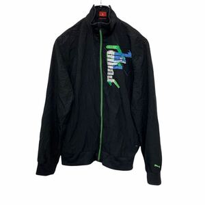 PUMA ジップアップジャケット XLサイズ程度 プーマ プリント ブラック 古着卸 アメリカ仕入 t2202-4547