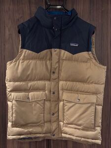 patagonia パタゴニア スリングショット ダウンベスト アウトドア メンズM ネイビー×ベージュ