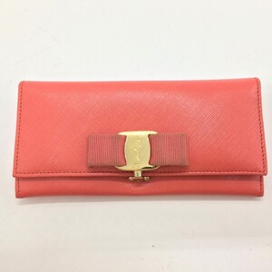 ◎◎ Salvatore Ferragamo サルヴァトーレフェラガモ ヴァラリボン 長財布 22B559 ピンク やや傷や汚れあり