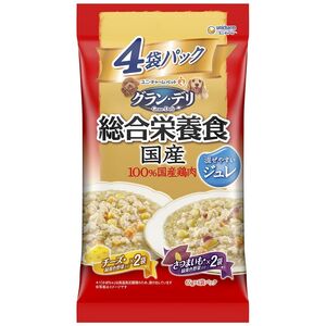 （まとめ買い）ユニ・チャーム グラン・デリ 総合栄養食国産パウチ ジュレ成犬用さつまいも入り×チーズ入り 65g×4袋 〔×10〕