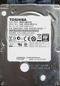 TOSHIBA MQ01ABF032 2.5インチ 7mm SATA600 320GB 59回 18322時間