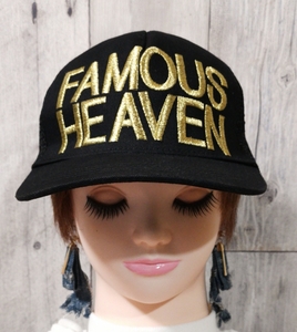 #レディース(帽子)【FAMOUS HEAVENロゴ】★つば付きキャップ★カジュアル.ロック系ファッション等にも★表記サイズF(56cm～59cm)★送料無料