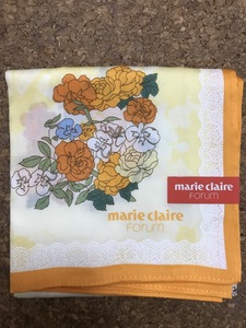 [ ハンカチ]　marie claire　forum　マリクレール　花柄　オレンジ系　1点　送料無料