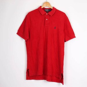 ポロバイラルフローレン 半袖ポロシャツ ポロマーク 無地 トップス コットン100% メンズ Lサイズ レッド Polo by Ralph Lauren