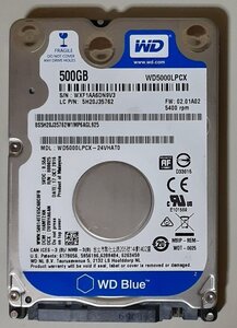 4244 2.5インチ内蔵SATAハードディスク7mm 500GB WesternDigital WD5000LPCX-24VHAT0 lenovoG40/G50/Z40/Z50 Win10Homeリカバリ 21時間正常