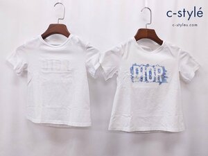 Q129a [セット] Christian Dior クリスチャンディオール Tシャツ 8 ホワイト×ブルー系 ホワイト系 キッズ 女の子 | トップス Q