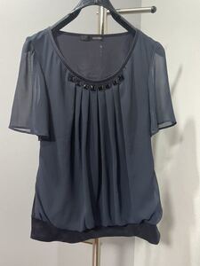 未使用極美品22OCTOBRE半袖カットソーTシャツトップス紺Lレディース