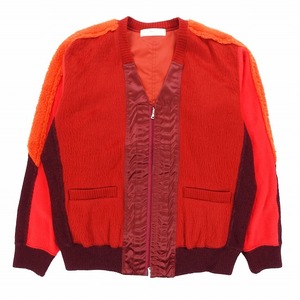 トーガ ビリリース 21AW Shaggy Jersey Blouson シャギー ジャージー ブルゾン ジャケット ボア ニット 44 赤 レッド TV12-JC338 a208