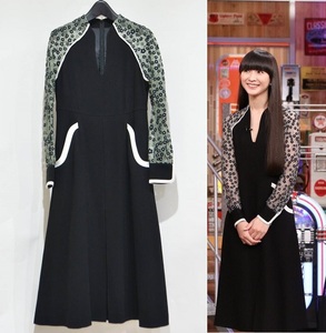 mame kurogouchi マメクロゴウチ Pedicel Lace Sleeves A-line Dress フラワー レース スリーブ ワンピース ドレス 2 ブラック Y-327471