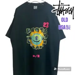 希少　OLD STUSSY 銀タグ　USA製　Tシャツ　ブラック　L