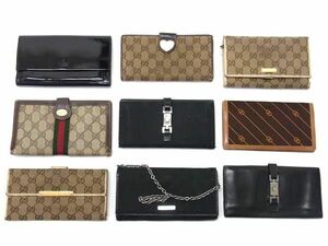 1円 GUCCI グッチ ジャッキー 等 GG柄 等 二つ折り 三つ折り 長財布 ウォレット 小銭入れ 札入れ カード入れ 9点セット まとめ売り DA8307