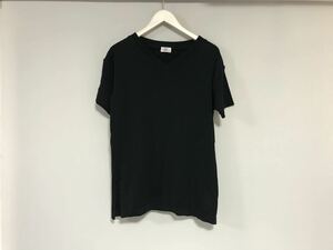 本物ラネロッシLANEROSSIコットンニットVネック半袖Tシャツメンズサーフビジネススーツモード黒ブラックXL日本製42