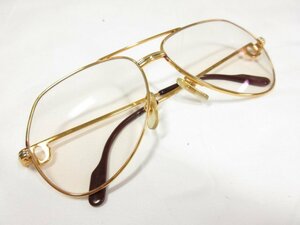 美品 【カルティエ Cartier】 眼鏡 メガネ めがね アイウェア (レディース) 度入り フルリム ゴールド×ブラウン 130 □3CC1249