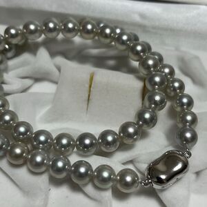 本真珠 グレー パール ネックレス SILVER 刻印 アコヤ真珠 あこや pearl アクセサリー オーロラ 照り強 7.5-8.0mm 41cm 7110-05-02