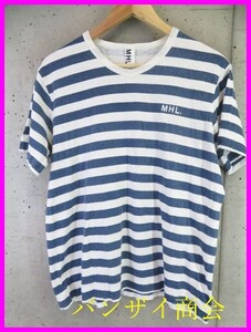 【送料300円可】6190b3◆良品です◆MHL.◆Margarett Howell マーガレットハウエル マリンボーダー 半袖Tシャツ L/カットソー/ジャケット