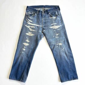 オリジナル♪ゴールデンサイズ 60s LEVIS 501XX ビンテージ リーバイス 501XX ギャラなし オフセット リペア アート