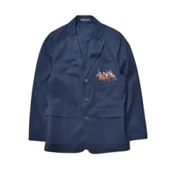 【雷市場（ポンジャン）商品韓国直送】 ポロ Ralph Lauren(ラルフローレン) トリプル ポニー プレッピー コットン ブレザー ジャケット ネイビー S N814