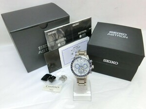 1000円スタート 腕時計 SEIKO セイコー ASTRON アストロン GPSソーラー 5X53-0AE0 ブルー×ホワイト文字盤 デイデイト 付属品有 WHO Z202