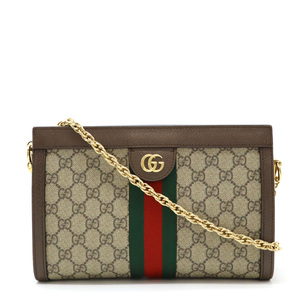 GUCCI グッチ オフィディア GGスプリーム シェリーライン スモール チェーンショルダーバッグ PVC レザー ベージュ ブラウン 503877