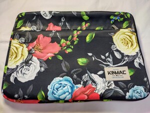 【新品】KINMAC　キンマック　パソコンケース　PCケース　13.3インチ　薔薇デザイン　ローズ柄　ボタニカル　黒　花　パソコンバッグ