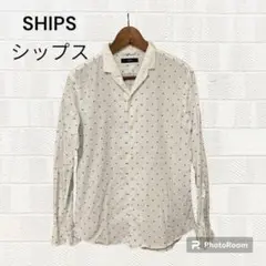 SHIPS シップス 長袖シャツ　ドット　ホワイト