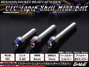 M5×15mm ステンレス 2色テーパーシェルヘッドボルト キャップボルト タンクキャップ/キャブなど シルバー/焼チタンカラー TB0842