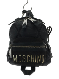 MOSCHINO◆MOSCHINO/モスキーノ/リュック/-/BLK/キルティング/ショルダー/ブラック/黒