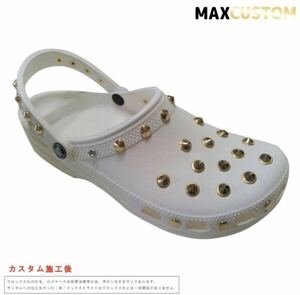 クロックス crocs ネオパンク カスタム 白金　新品 ブラック 22cm-31cm クラシック ケイマン 新品 ジビッツ classic custom MAXCUSTOM