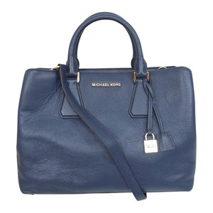 Michael Kors マイケルコース レザー ２WAY ショルダー ハンド バッグ ネイビー系【中古】