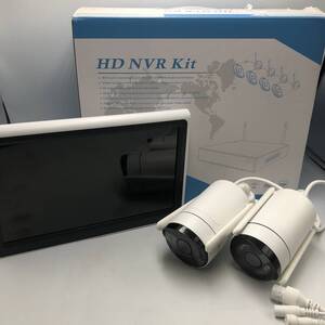 【未検品】HD NVR kit 防犯カメラ モニター ワイヤレス防犯カメラセット /Y23653-L1