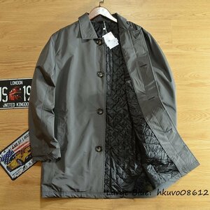 新品特売◆ロングコート メンズコート 無地 厚手 春秋冬 中綿 紳士服 スーツ スプリングコート ヨーロッパ チェスターコート グレー S