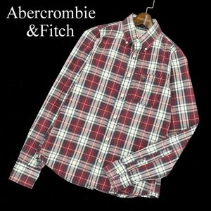 Abercrombie&Fitch アバクロンビー＆フィッチ 通年 トナカイ刺繍★ 長袖 ボタンダウン チェック シャツ Sz.S　メンズ　A3T09777_8#C