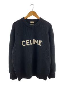 CELINE◆21AW/エンブロイタリーオーバーサイズロゴセーター(厚手)/XS/ウール/BLK/2A19R2050