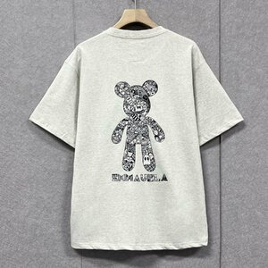 絶賛・半袖Tシャツ 定価2万◆Emmauela・イタリア・ミラノ発◆上質 吸汗 通気 ソフト 個性 クマ プルオーバー カットソー スウェット 夏 M