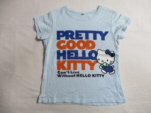 BA873【HELLO KITTY】ハローキティー　プリント　半袖　Ｔシャツ　男児　淡青　130