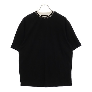 Acne Studios アクネ ストゥディオズ ロゴプリントモックネック ストレッチ 半袖Tシャツ カットソー ブラック FN-MN-TSH1000243