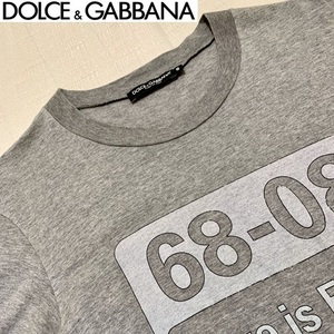 【中古】★DOLCE＆GABBANA★ドルチェ＆ガッバーナ★　Tシャツ　グレー　前面プリント　size48　イタリア製　100175