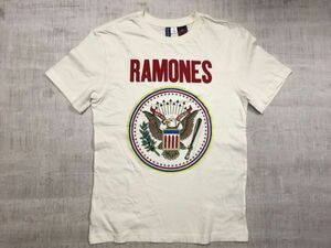 H&M DIVIDED エイチアンドエム × ラモーンズ THE RAMONES ロックT パンク バンドT バンT 半袖Tシャツ メンズ トルコ製 コットン100% XS 白