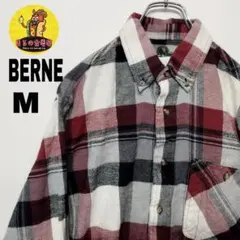 usa古着 BerneApparel ネルシャツ　M　ブラックグレーワインレッド