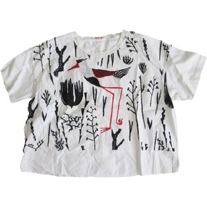 MARNI マルニ バードプリント Tシャツ 半袖 ホワイト roger mello サイズ38 レディース