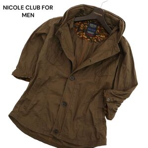 NICOLE CLUB FOR MEN ニコルクラブ フォーメン 襟袖ワイヤー★ 迷彩 カモフラ柄使い 7分袖 ワーク シャツ Sz.46　メンズ　C4T02342_3#A