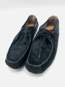 衝撃の1円スタート！末永く愛される王道モデル！【Clarks クラークス】ワラビー ヘアオン ハラコレザーシューズ！ブ黒/UK3F/jp22.5cm！7.11