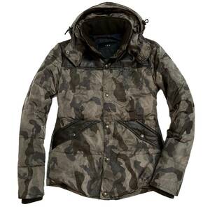 定価13万 AKM　LIMONTA NYLON CAMO LEATHER MOUNTAIN DOWN M リモンタナイロンカモフラレザーポケットダウンジャケット wjk ジュンハシモト