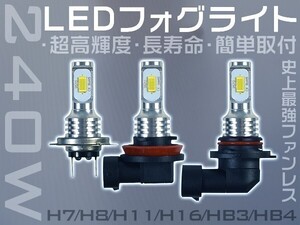 粗悪品にご注意！48チップ 240W LEDフォグランプ SHARP製チップを凌ぐ H7/H16/HB3/HB4 ホワイト DC 12V 2個「WP-VLS-H0-LED」