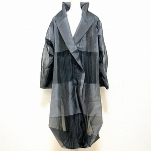 #anc イッセイミヤケ ISSEYMIYAKE コート 2 グレー系 黒 プリーツ シースルー 光沢 ロング レディース [897835]