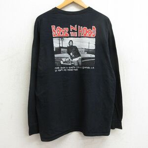 XL/古着 長袖 Tシャツ メンズ 映画 ボーイズインザフッド コットン クルーネック 黒 ブラック 24may28 中古