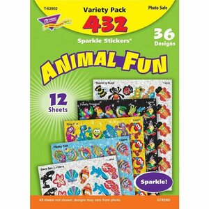 TREND トレンド Stickers ごほうびシール Animal Fun キラキラ アニマル バラエティセット ４３２枚パック [T63902] 教育 教材