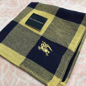 【麻混】新品/BURBERRY/タオルハンカチ/正規品/バーバリー/未使用/即決ブランド匿名発送ノバチェック/ハンドタオル黄色ホースマーク日本製