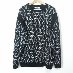 美品 VERSUS ヴェルサス ヴェルサーチ ZAYN コラボ クルーネック 裏起毛 スウェット トレーナー L ブラック×ホワイト